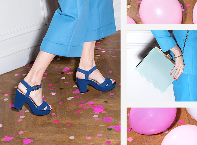 Blauwe sandalen met hak