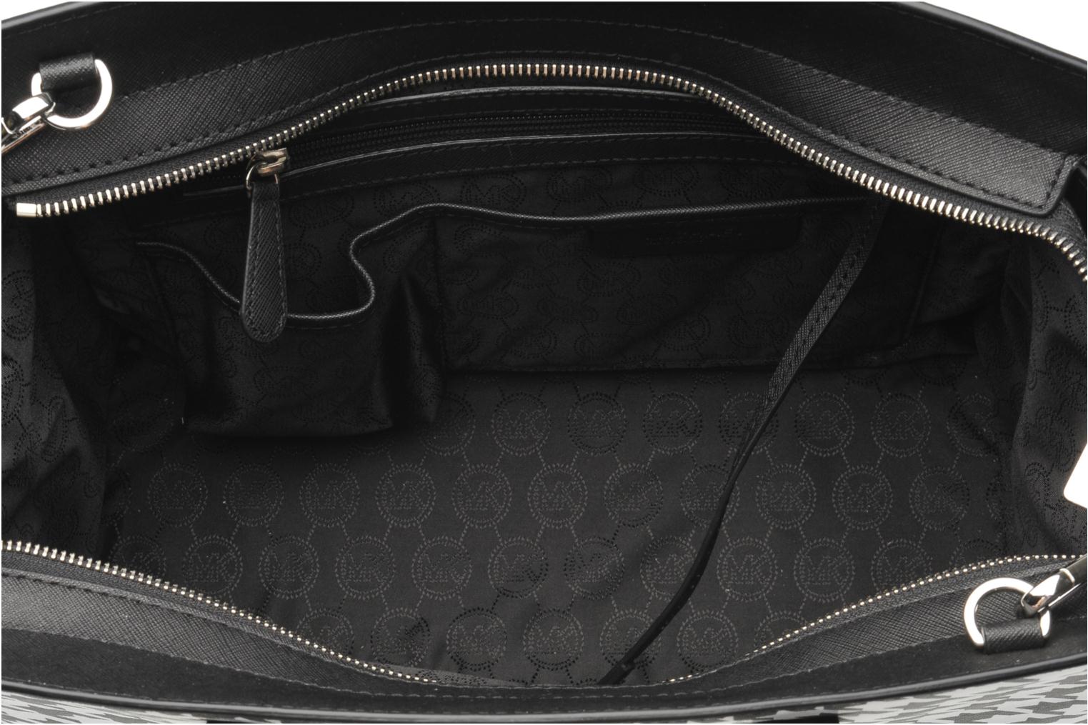 Michael Michael Kors SELMA LG TZ Houndstooth Satchel (Black) - Handbags ...